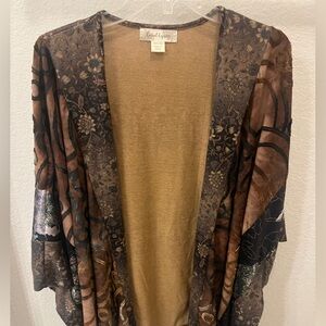 Casual Express women’s Bronze Gold & Brown Patterned Kimono Cardigan one size